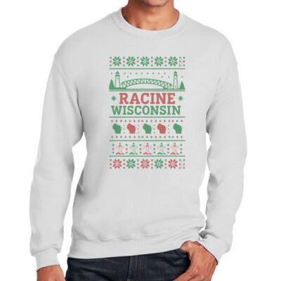 Racine Wisconsin Christmas Sweater Crewneck – Festive Holiday Racine Apparel | Racine Merch Thumbnail