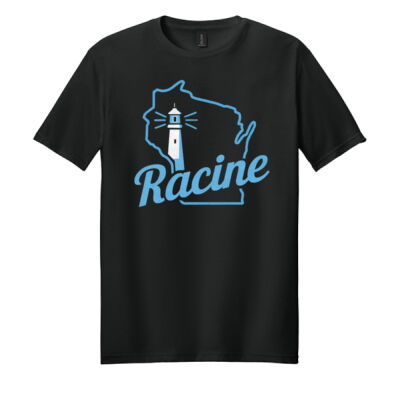 Racine Wisconsin Lighthouse Outline T-Shirt – Wind Point Lighthouse + State Silhouette | Racine Merch Thumbnail